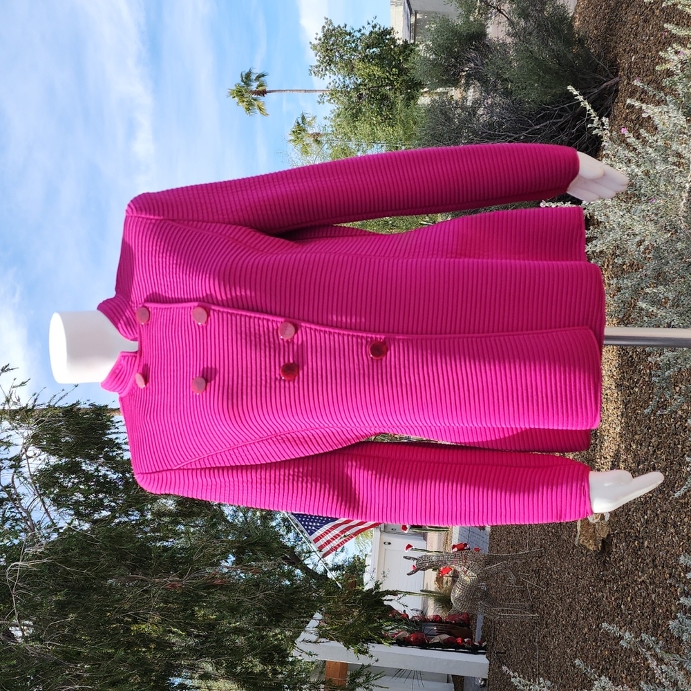 GIORGIO ARMANI Fuchsia Wool Blazer 46 Minimalist Cadet Jacket 90s Italy VINTAGE - Picture 14 of 16